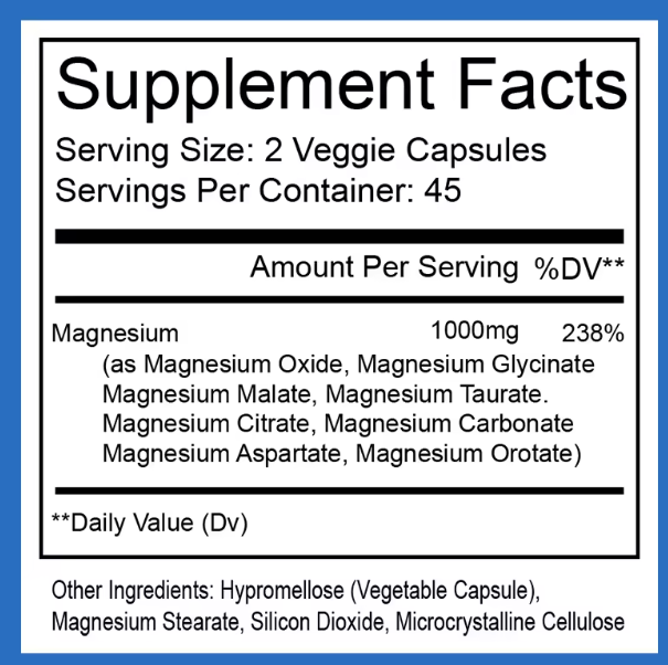 Premium Magnesium Glycinate Complex (1,000mg) | High Absorption & Gentle on Stomach