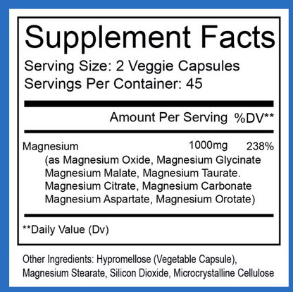 Premium Magnesium Glycinate Complex (1,000mg) | High Absorption & Gentle on Stomach